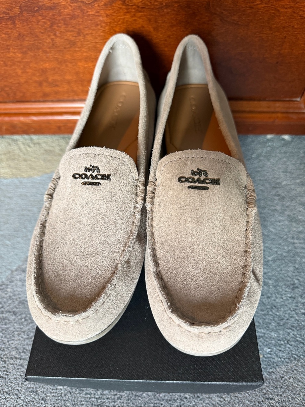 Coach Women’s Suede Loafers in Taupe - New in original box